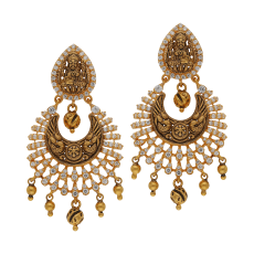 ANTIQUE GOLDEN LAKSHMI EARRINGS WITH STONES